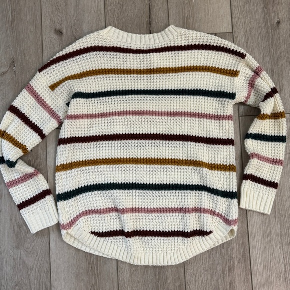 Striped Knit Sweater - Cream, Pink, Green. Size M. Very cute! - Picture 4 of 4